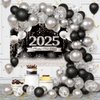 AIBIIN 79pcs 2025 Happy New Year Decorations Kit New Years Eve Party Supplies Black and Silver 2025 New Year Backdrop Banner Party Decorations for Happy New Year Party Decoration