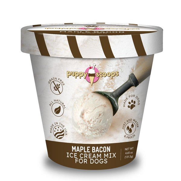 Puppy Scoops Ice Cream Mix for Dogs: Maple Bacon - Add water and freeze at home!, 4.65 oz Made in USA
