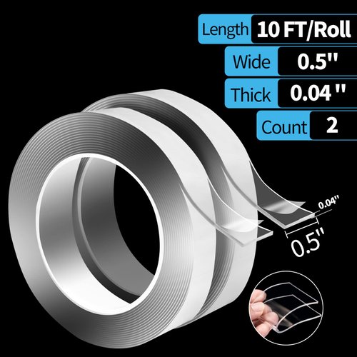 Art3d Nano Double-Sided Adhesive Tape, Multipurpose Tape for Carpet Mats/Paste Items/Photos Frames/Craft Wall Mounting