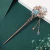 Frcolor Rhinestone Hair Stick, Chinese Hair Chopsticks Hairpin Chignon Pin (Blue)