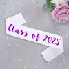 KETAOO 2PCS Class of 2025 Sash, Purple Foil White Finally Graduated Cheerleader Class of 2025 Sashes for Graduation Party Supplies