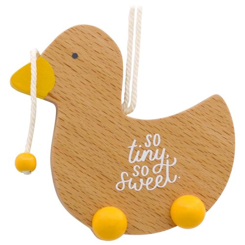 Hallmark Baby's 1st Christmas Duck Pull Toy Wood Ornament Family