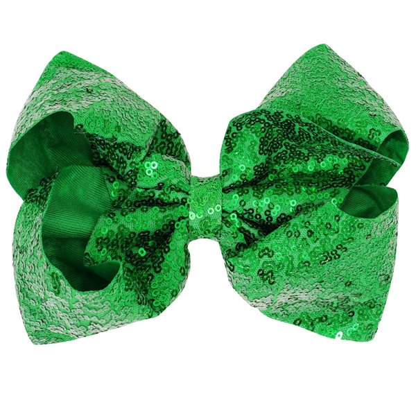 1PCS 8 Inch Big Sequin Hair Bows for Girls Alligator Clips Sparkly Glitter Hair Accessories for Little Teen Toddler Girls Kids (Green)