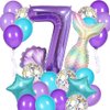 MSMANCY Mermaid Birthday Decorations for Girls, 25pcs Mermaid Party Supplies Set with Mermaid Tail, Shell, Star, Latex Balloons and Number 7 Balloon for 7th Mermaid Party Decorations (Number 7)