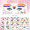 10 Sheets Pride Tattoos, 6.3x2.56 Inch Rainbow Temporary Tattoos Rainbow Face Tattoo Pride Eyes Tattoos for Pride Festivals Party Decoration