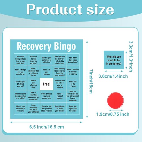 Simgoing Recovery Bingo with 24 Recovery Bingo Card and 600 Cross Chips Recovery Questions Group Therapy Game for Adults and Family Recovery Bingo Board Game for Vacation Holiday Party Favors