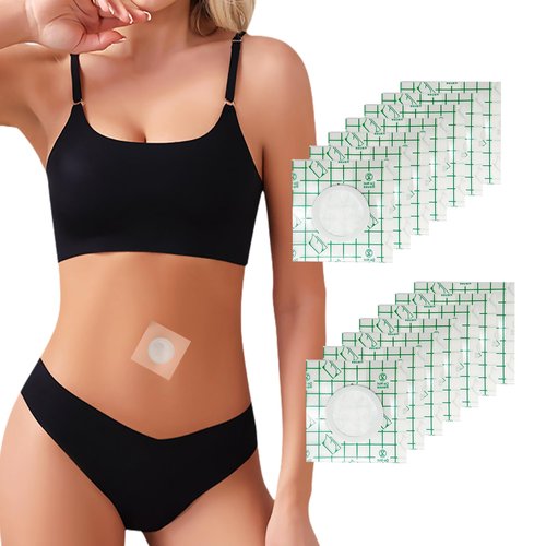 16Pcs Disposable Castor Oil Patches Belly Button,High-Absorbent 3.2 x 3.2 Inches Castor Pack Wrap for Belly Button Self-Adhesive Easy to Use White (Oil Not Included)