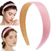 SuPoo Satin Headbands Pink Silk Headbands for Women Girls 1.1 inch Hard Head Band Non Slip Fashion DIY Hair Band Hoop Trendy y2k Hair Accessories Diademas Para Mujer Simple Solid Hairbands