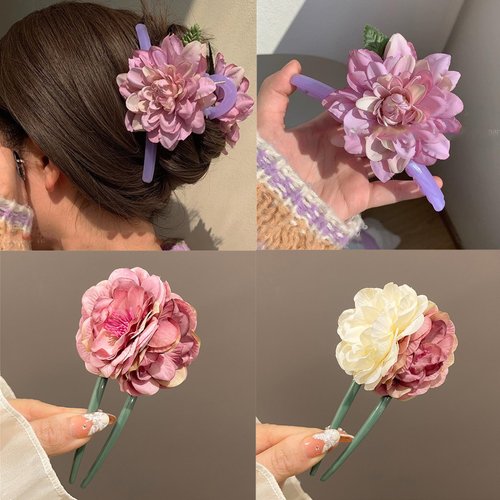 3 PCS Flower Hair Claw Clip Floral Hairpin Hair Barrettes Hair Pins Hair Accessories for Women and Girls 061#07