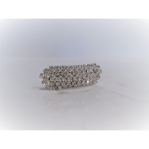 Generic Small oval silver crystal hair pin clip barrettes for fine thin hair. (Clip quantity: 1 Clip)