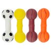 POPETPOP 4Pcs Dog Molar Chew Toys, Dog Squeaky Barbell Toys, Vinyl Dumbbell Dog Toy for Teething Playthings, Pet Squeaky Toys for Puppy