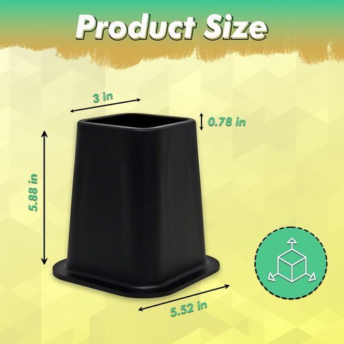Kings Brand Furniture - Heavy Duty Bed Risers - Furniture Risers 6 Inch Heavy Duty Risers for Sofa & Table - Plastic Riser - Bed Lifts Risers - 4 Risers Furniture - Stackable Bed Lifts Risers - Black