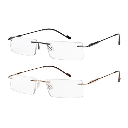 Success Eyewear Reading Glasses 2 Pair Rimless Ultra Lightweight Readers for Men and Women +1.5