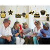 Retirement Party Decorations For Women Men, Black And Gold Happy Retirement Banner Sign Party Supplies, 180cm X110cm Retired Backdrop for parties, 8pcs Hanging Swirl