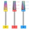 3 Pieces Nail Drill Bits, Tungsten Nail Carbide 5 in 1 Bit 3/32 Inches Cone Shape Carbide Bit Carbide Nail Drill Bits for Acrylic or Gel Remover Nail Drill, Manicure Pedicure Tools for Salon Home