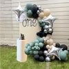 One With The Force Balloons Sage Green and Black Pastel Orange balloons for Wars Themed Birthday Party Supplies First Birthday with Star Balloon for TV Themed Birthday