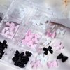 Bow Nail Charms 3D Bow Nail Art Charms 6 Grids Cute Bow Knot Nail Decorations Kawaii Knot Charms for Nail Black Pink White Resin Bow DIY Nail Art Decoration Accessories Charms for Acrylic Nail
