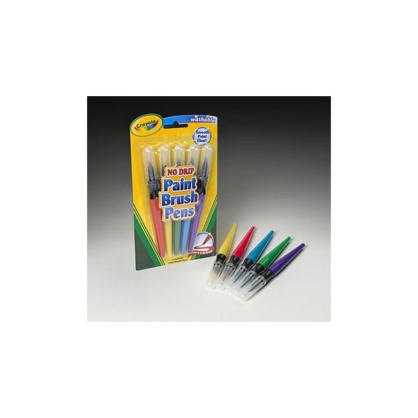Crayola LLC : Paint Brush Pens, Washable, Nontoxic, 5/PK, Assorted -:- Sold as 2 Packs of - 5 - / - Total of 10 Each
