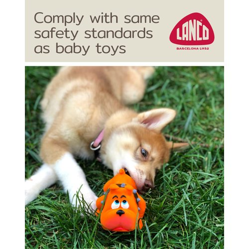 Bulldog - Squeaky Dog Toy - Soft, Natural Rubber (Latex) - for Puppies, Small Dogs & Medium Breed - Indoor Play - Complies with Same Safety Standards as Baby Toys