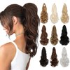 FELENDY 18" Small Claw Ponytail Extension Clip in Curly Wavy Ponytail Hair Extensions Jaw Clips Pony tail Hairpiece for Women Natural black