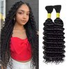 Human Braiding Hair 20 Inch Deep Wave Bulk Human Hair for Braiding No Weft 2 Bundles 100g Curly Human Hair for Boho Braids 100% Unprocessed Brazilian Virgin Hair for Human Hair Extensions