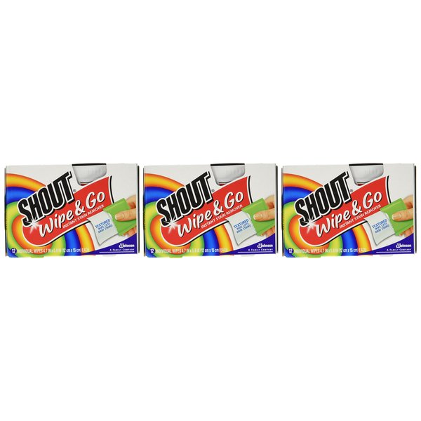 Shout Stain Remover Wipes-12 ct. (Pack of 3)