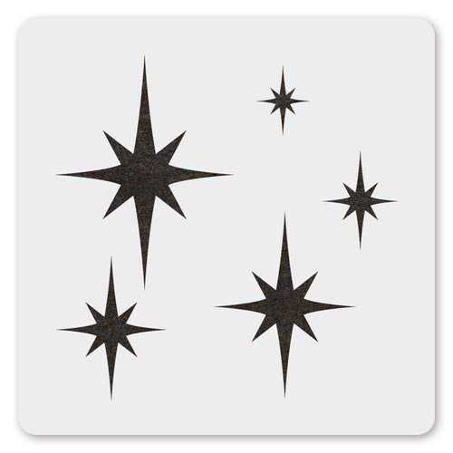 MAGJUCHE Abstract Stars Stencil 6 Inches, Reusable Starburst Stencil for Painting DIY Crafts Decor