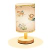 LOPYEIJFG Minimalist Bedside Table Lamp Safari Animals Watercolor Cute Baby Nursery Seamless Wood Nightstand Lamp Bedside Desk Lamp Wood Base Flaxen Fabric Shade for Bedroom Living Room, 5.5x11inch
