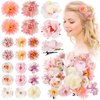 BBTO21 Pieces Flower Hair Clip Rose Hair Clips Hair Barrettes for Women Flower Hair Accessories Boho Bride Claw Clip Hairpin Brooch Pin Headpiece for Girls Wedding (Pink, White)