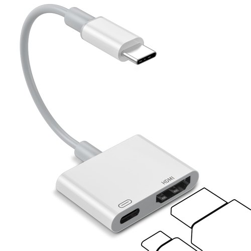HDMI to USB C for iPhone 16/15 [MFi Certified] Type-C Digital AV Adapter 4K UHD USB C to HDMI Converter Screen Connector for MacBook Pro/Air, Chromebook,XPS,Surface,iPad,iPhone 15 Pro/Max, Galaxy S24