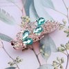Allereyae Crystal Peacock Hair Clip Barrette Green Rhinestone Hair Barrette Clip Crystal Wedding Headpieces CZ Peacock Head Clip Headwear Bride Hair Accessories for Women