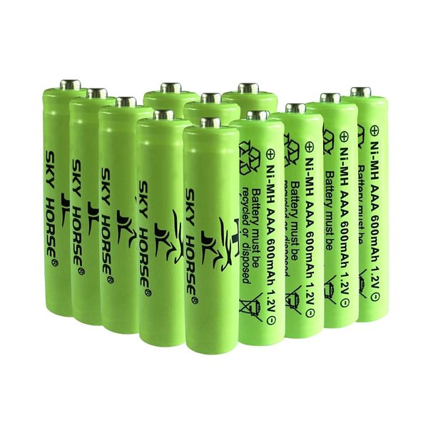 SKY HORSE AAA Rechargeable Battery Ni-MH 1.2V 600mAh for Garden Light, Solar Light,Toys, Remote Control, Mouse(12)…