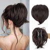 WZNBBOY Claw Clip Messy Bun Hair Piece Clip in Short Straight High Ponytail Extensions Tousled Updo Faux Hair Bun Scrunchies Hairpieces for Women（Black Brown）