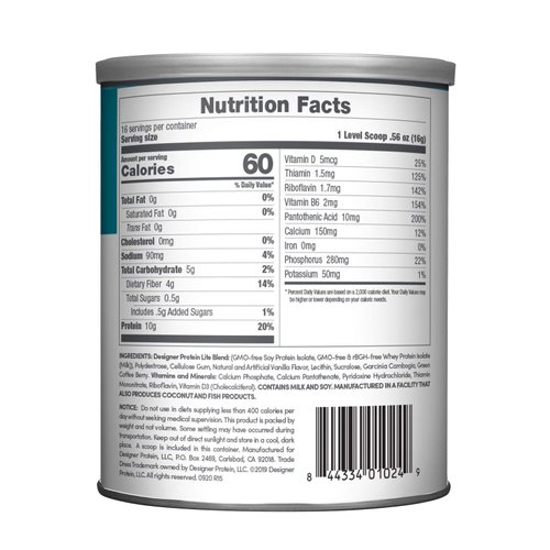 Designer Wellness, Designer Lite, Low Calorie Natural Protein, Prebiotic Fiber, Key Vitamins & Minerals, Vanilla Cupcake, 9.03 Ounces