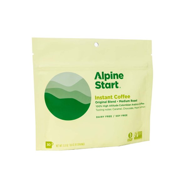 Alpine Start Premium Instant Coffee, Medium Roast Coffee, Original Blend Arabica Coffee, Dairy, Soy & Gluten Free 30 Servings, 3.3 oz (Pack of 1).