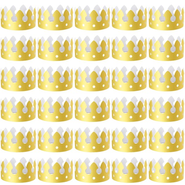 SIQUK 27 Pieces Gold Paper Crowns Party King Crown Paper Hats for Birthday Party and Celebration