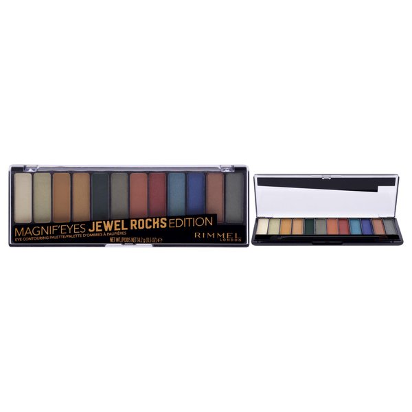 Rimmel London Magnif'Eyes Eyeshadow Palette, 12 Shades, Blendable Formula, Versatile, 009, Jewel Rocks, 0.5oz
