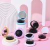 10 Pcs Folding Pocket Hair Brush with Mirror and Round Mini Comb for Travel (5 Colors) - Unisex