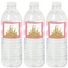 Little Princess Crown - Pink and Gold Princess Baby Shower or Birthday Party Water Bottle Sticker Labels - Set of 20