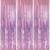 Crosize 3 Pack 3.3 x 9.9 ft Pink Foil Fringe Backdrop Curtain, Streamer Backdrop Curtains, Streamers Birthday Party Decorations, Tinsel Curtain for Parties, Galentines Decor, Preppy, Photo Booth