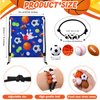 Panelee 16 Sets Sports Party Favors Supplies Include 16 Pcs Balls Drawstring Bags String Backpack 16pcs Sport Theme Charm Bracelets 16 Pcs Mini Foam Sports Balls for Sports Birthday Party Supplies