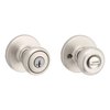 Kwikset Tylo Entry Door Knob with Lock and Key, Secure Keyed Handle Exterior, Front Entrance and Bedroom, Satin Nickel, Pick Resistant SmartKey Rekey Security and Microban