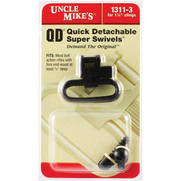 Uncle Mike's QD 115 Swivel - Tri-Lock - Standard Swivels QD 115 RGS Blued 1 1/4', Wood Screw Type, Clam 13113, Black