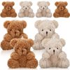 Threan 8 Pcs Mini Plush Bears 4'' Small Bear Bulk Stuffed Animal Toys Tiny Soft Bear Doll Present Stuffers for Keychain Baby Shower Party Favors Supplies(Brown, Apricot)