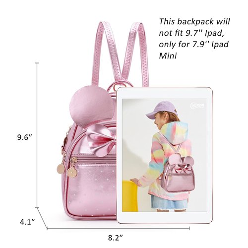 KL928 Girls Bowknot Polka Dot Cute Mini Backpack Small Daypacks Convertible Shoulder Bag Purse for Women (Fluorescent Pink)