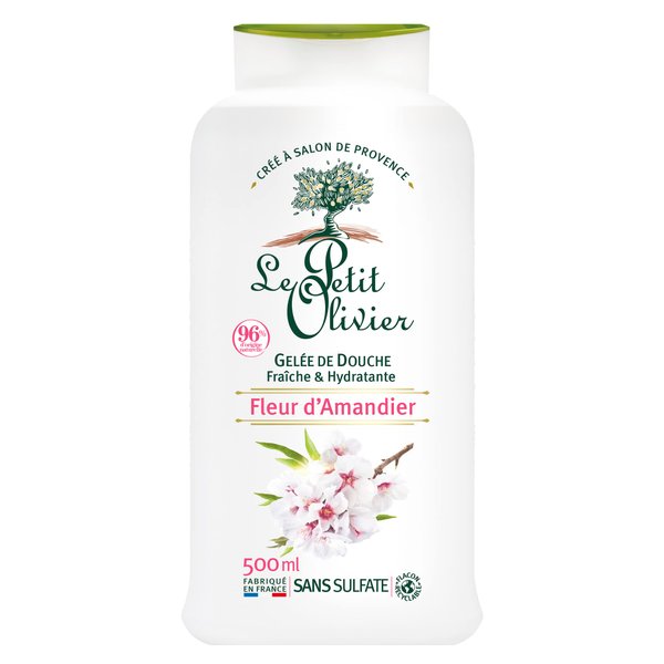 Le Petit Olivier Shower Gel, Almond Blossom, 16.9 oz - Natural Ingredients - Neutral pH - Sulfate-Free - Paraben-Free - Soap-Free - Dye-Free - Transparent Shower Gel - for All Skin Types