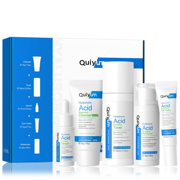 HA skincare set, hydrating skin care set with serum, eye cream, face cream, toner, lotion 5PCS