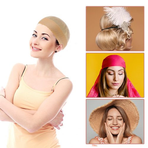 4 Pieces Silicone Wig Grip Band with Stretchy Nylon Headband - Non Slip, Reusable, Sweatproof, Seamless, Transparent, Glueless for Women's Wig and Sport Yoga