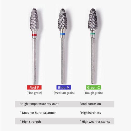 3 Pieces 5 in 1 Nail Drill Bits 3/32 Inch Professional Tungsten Nail File Bits 3/32 Inch Shank Size Drill Machine for Acrylic Nails,Manicure, Nail Art, Drill Machine, Both Left and Right Handed