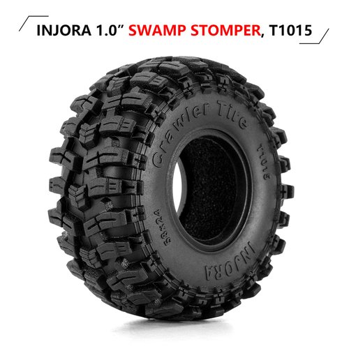 INJORA 1.0 Tires - 58 * 24mm Swamp Stomper S5 Tires for SCX24 AX24 TRX4M FCX24 1/24 1/18 RC Crawler Car,T1015